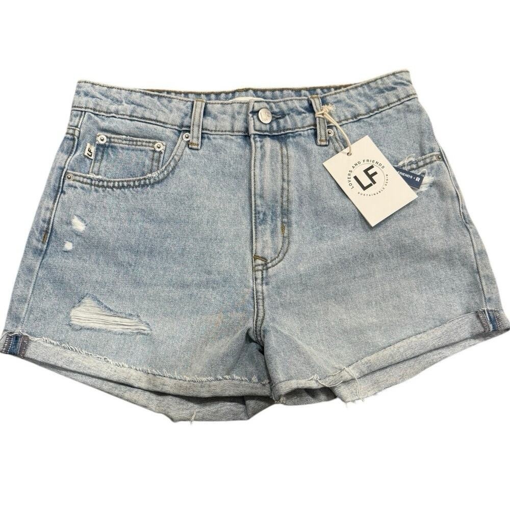 Revolve Lovers + Friends Jamie High Rise Cuffed Jean Denim Short Size 27 NWT